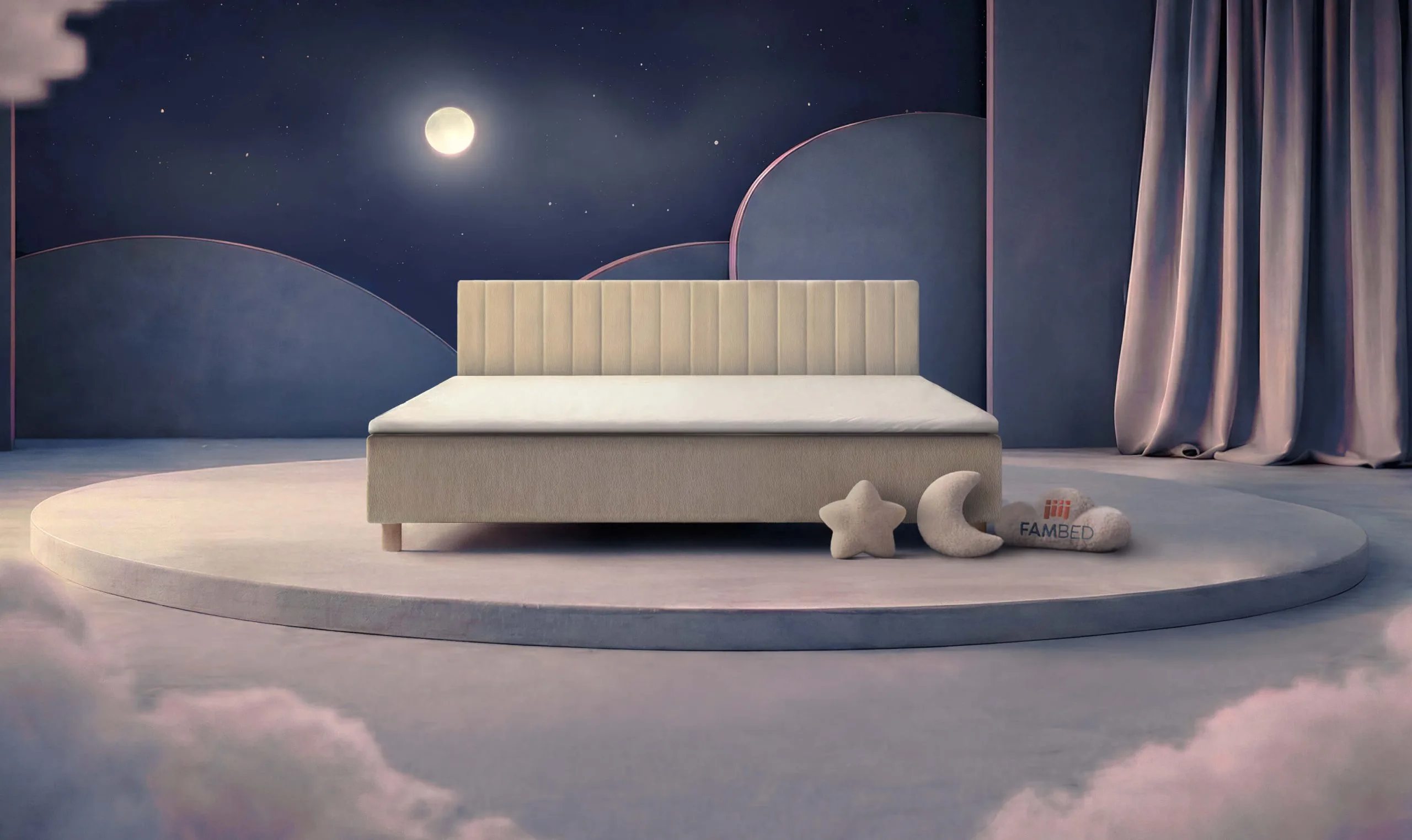 FAMBED® szerokie łóżko rodzinne o szerokości 240 cm, widok z przodu pod kątem