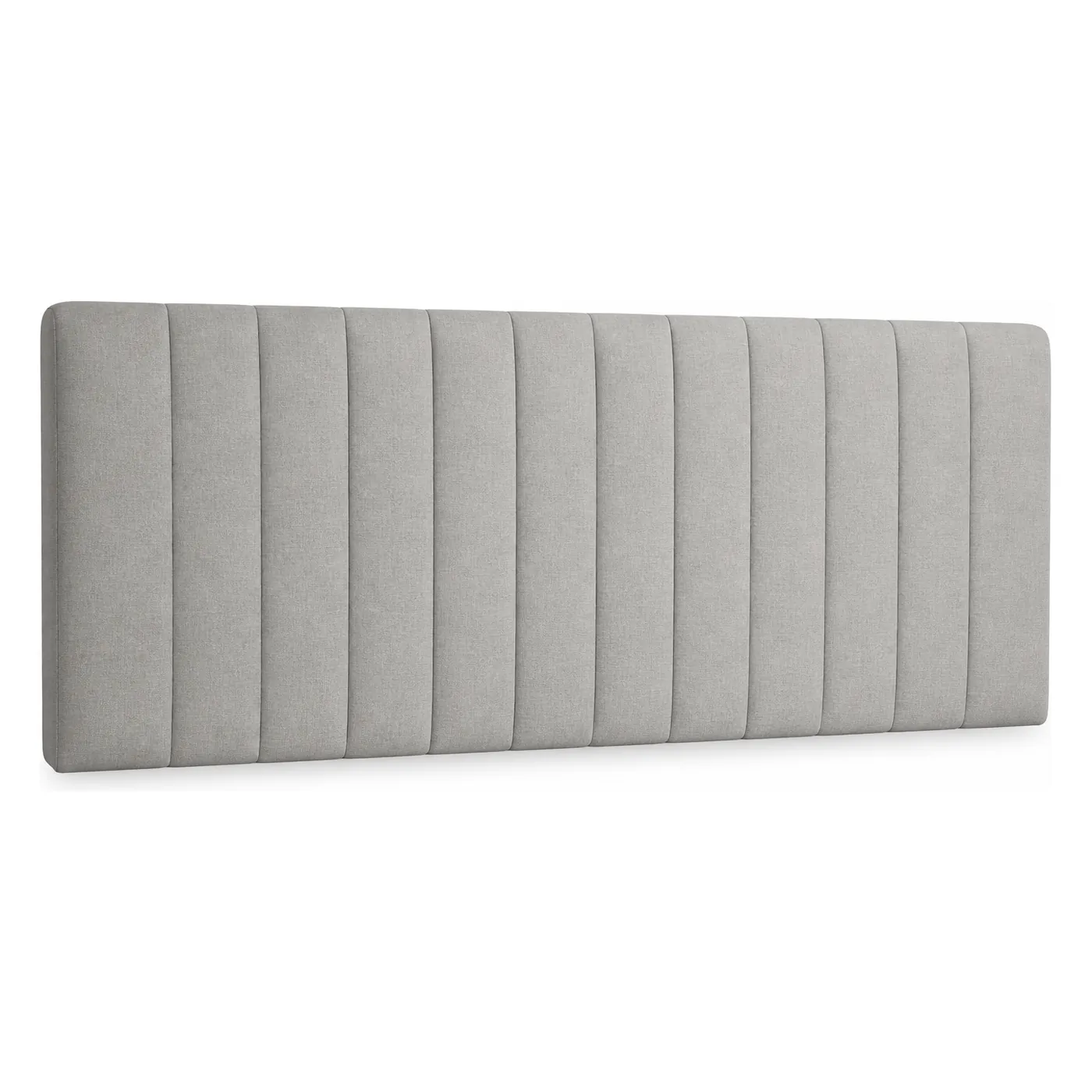 Jasnoszary, w pełni tapicerowany zagłówek FamBed z tkaniny obiciowej z certyfikatem OEKO-TEX® STANDARD 100.