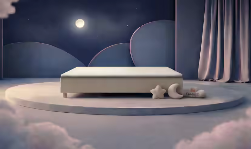 Szerokie łóżko rodzinne FAMBED w kolorze beżowy, 260 × 200 cm, bez zagłówka