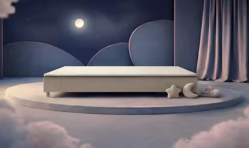 Szerokie łóżko rodzinne FAMBED w kolorze beżowy, 330 × 200 cm, bez zagłówka