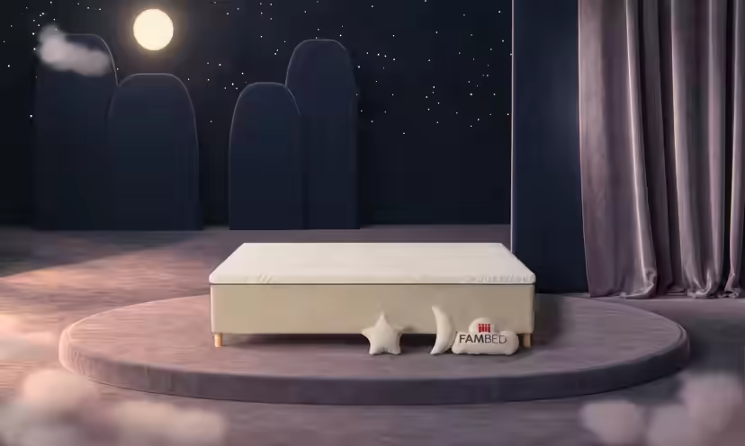 Szerokie łóżko rodzinne FAMBED w kolorze beżowy, 240 × 200 cm, bez zagłówka