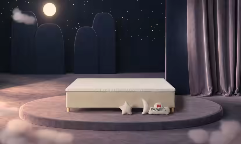 Szerokie łóżko rodzinne FAMBED w kolorze beżowy, 250 × 210 cm, bez zagłówka