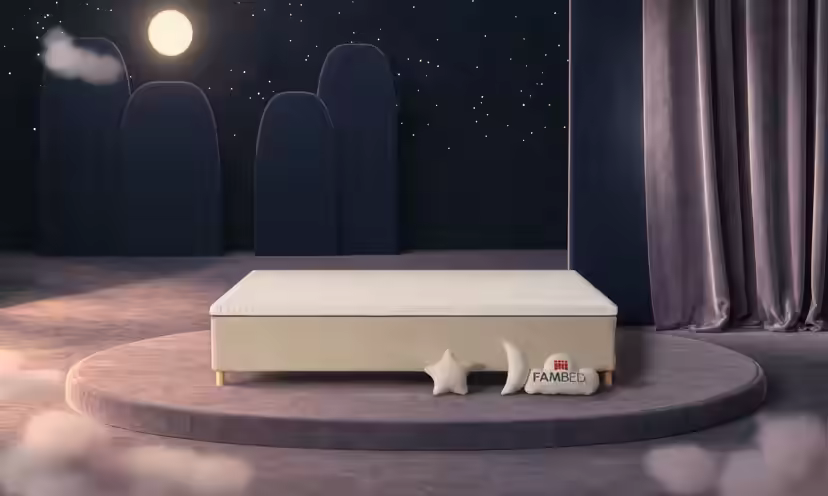 Szerokie łóżko rodzinne FAMBED w kolorze beżowy, 270 × 210 cm, bez zagłówka