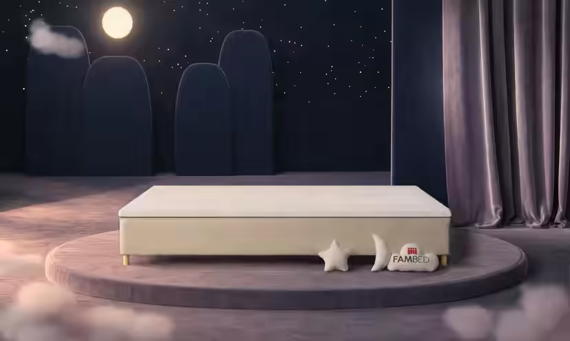 Szerokie łóżko rodzinne FAMBED w kolorze beżowy, 320 × 200 cm, bez zagłówka