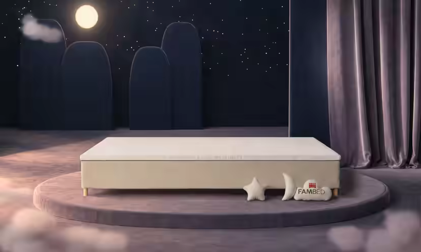 Szerokie łóżko rodzinne FAMBED w kolorze beżowy, 340 × 210 cm, bez zagłówka