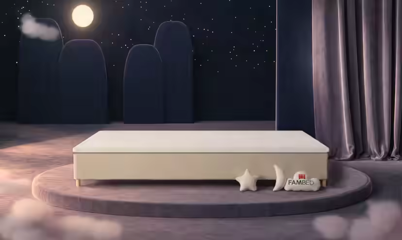 Szerokie łóżko rodzinne FAMBED w kolorze beżowy, 350 × 210 cm, bez zagłówka