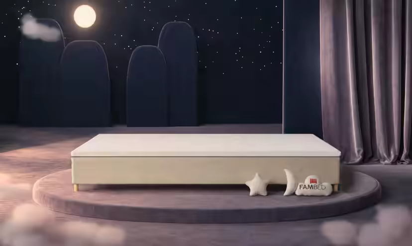 Szerokie łóżko rodzinne FAMBED w kolorze beżowy, 360 × 210 cm, bez zagłówka