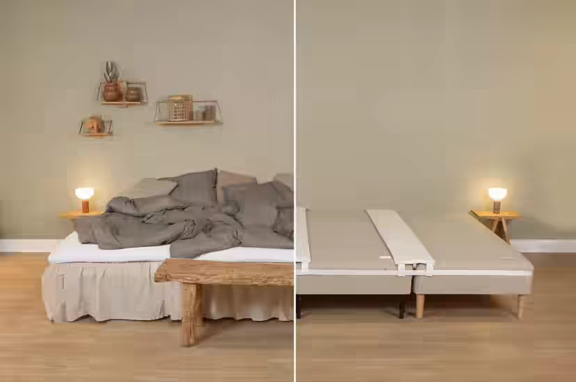 Film: zwykłe łóżko przed i po rozbudowie za pomocą produktu FAMBED® Zestaw DIY